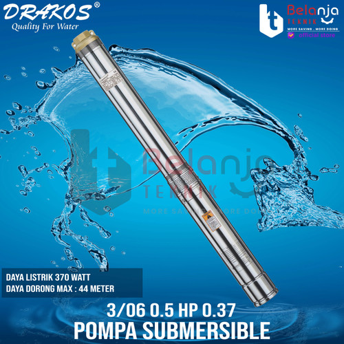 Drakos Submersible Pump 4 DFP - 3/06 0.5 HP 0.37 kw Pompa Satelit