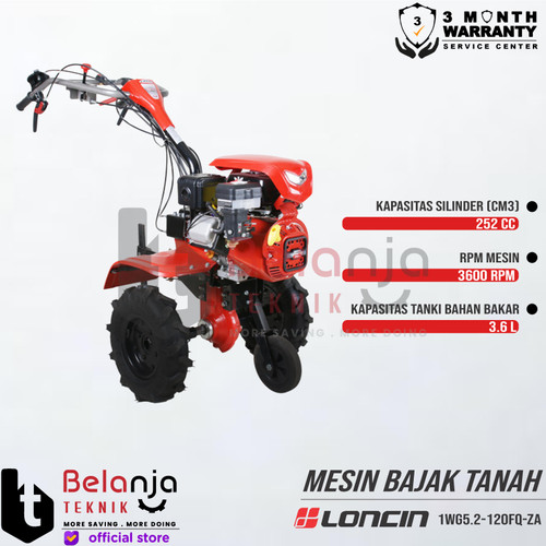 LONCIN Mesin Bajak Tanah 1WG5.2-120FQ-ZA Cultivator Traktor Tiller