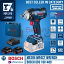 Bosch Mesin Impact Wrench Cordless GDS 18V-400 Charger Baterai 4 Ah