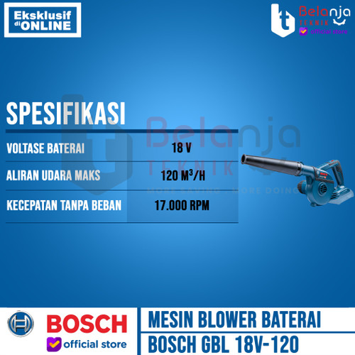 Bosch Mesin Hand Blower Cordless GBL 18V-120 Charger Baterai 18 V 4 Ah