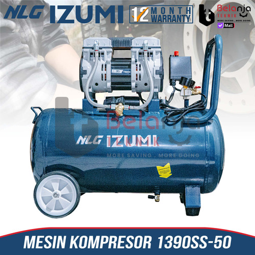 Izumi NLG Mesin Kompressor Angin Portable Oilless 1390SS-50 Air Compressor 50L Tanpa Oli