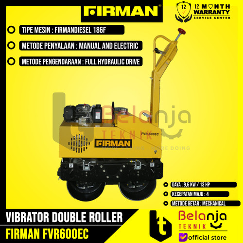Firman Vibrator Double Roller FVR600EC Mesin Pemadat Tanah + Engine