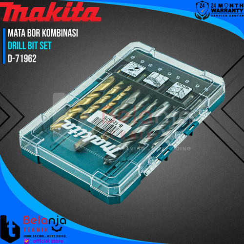 Makita Mata Bor Kombinasi Besi Tembok Kayu Set 9 Pcs Drill Bit D-71962