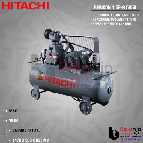 HITACHI Air Compressor Bebicon 1.5P-9.5V5A 2 HP Kompresor Angin 1Phase