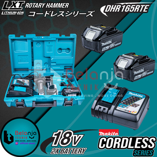 Makita Mesin Bor Beton Baterai DHR165 RTE Rotary Hammer Cordless 18V