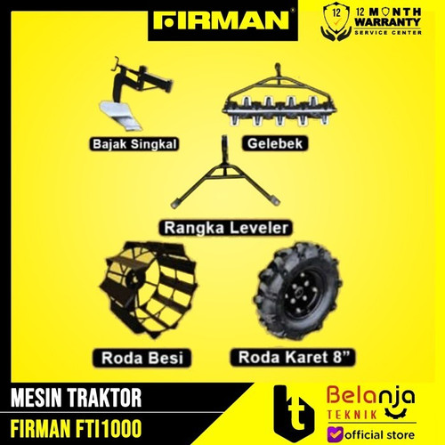 Firman Traktor FTI 1000 Bajak Sawah Lahan Basah Kering + Engine China
