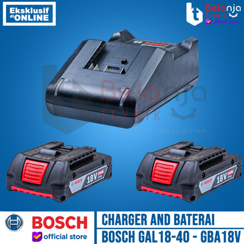 Bosch Starter Kit Charger GAL 18V-40 2 Baterai Cordless GBA 18 V 2.0AH