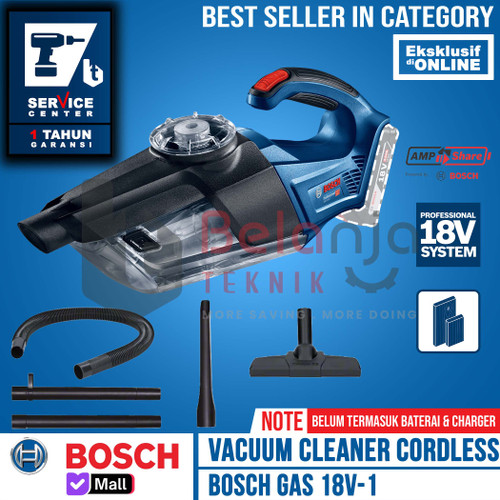Bosch Vacuum Cleaners Cordless GAS 18V-1 Li SOLO Mesin Sedot Debu Dry
