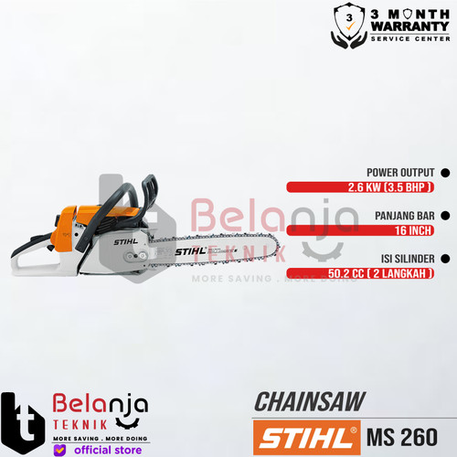 STIHL Chainsaw MS 260 16 Inch Mesin Potong Kayu MS260 Gergaji Kayu 16"
