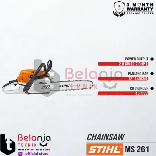 STIHL Chainsaw MS 261 18 Inch Mesin Potong Kayu MS261 Gergaji Kayu 18"