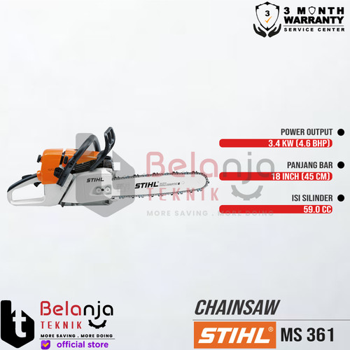 STIHL Chainsaw MS 361 18 Inch Mesin Potong Kayu MS361 Gergaji Kayu 18"