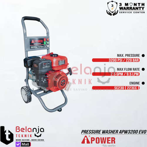 AiPower High Pressure Jet Cleaner APW 3200 EVO Mesin Cuci 220 Bar APW3200