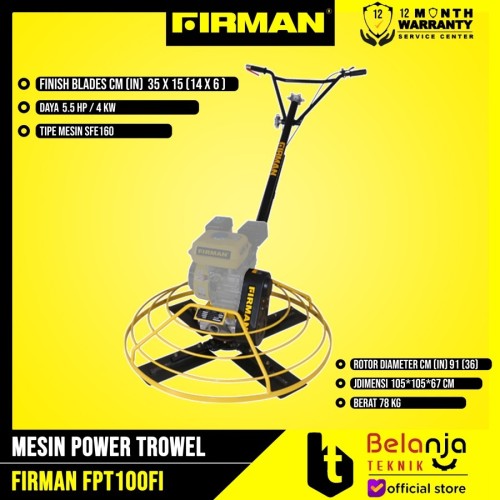 Firman Mesin Trowel FPT 100 FI dan Engine GX-200 Ex China 6.5 HP