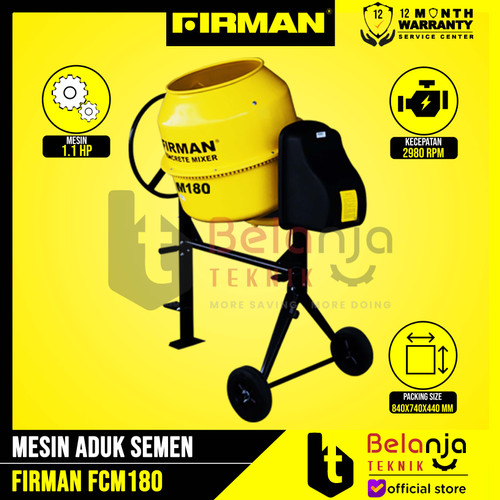 Firman Mesin Aduk Semen Molen 180 Liter FCM180 + Dinamo 1.1 HP FCM 180