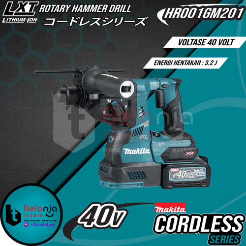 Makita Mesin Bor Baterai HR001GM201 Cordless Rotary Hammer Drill 40V