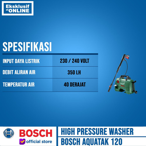 Bosch Jet Cleaner Aquatak 120 1500W Extension Hose 6 Meter AQT 120 Bar