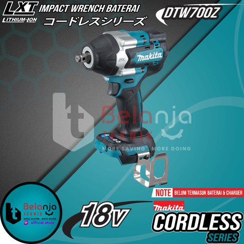 Makita Impact Wrench Baterai DTW700Z Cordless Brushless 1/2 Inch 18 V
