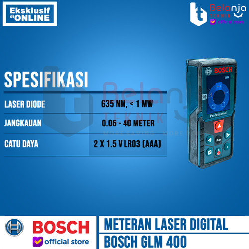 BOSCH Rangefinder Laser Digital GLM 400 Meteran Pengukur 40 Meter 40M