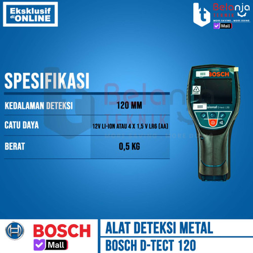 Bosch D-Tect 120 Detector Alat Deteksi Pipa Logam Metal Universal Wall