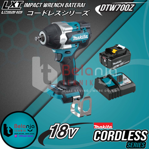 Makita Impact Wrench Baterai DTW700Z Cordless Brushless 1/2 Inch 18 V