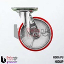 Roda Trolley PU Heavty Duty 5 Inch Hidup Putar Plat Besi Polyurethane