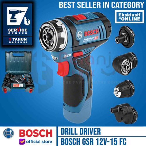 Bosch Bor Obeng Baterai Cordless Drill With Flexiclick GSR 12V-15 FC
