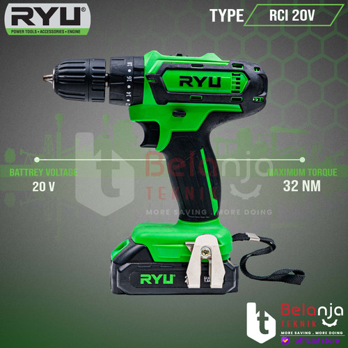 Ryu Bor Tembok Baterai Cordless RCI 20V Impact Drill Set 20 V Battery