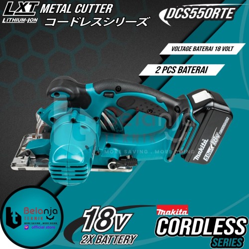 Makita Pemotong Besi Cordless DCS 550 RTE Metal Cutter DCS550 18V SET