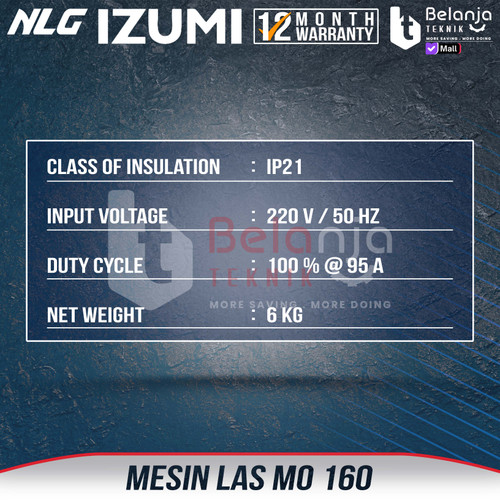 Izumi Mesin Trafo Las MO 160 Inverter Potable 160 A MO160 DC Welder