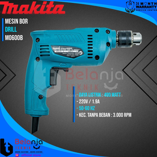 Mesin Bor Tangan Maktec M0600B 350 Watt 10 MM Bor Makita M 0600 B