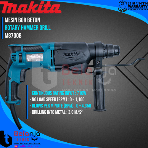 Makita MT Mesin Bor Beton M8700B 710 Watt Rotary Hammer SDS M 8700 B