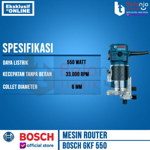 Bosch Mesin Router Profil Kayu GKF 550 Wood Trimmer Mata Router 15Pc