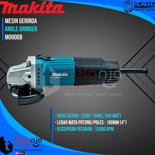 Makita Mesin Gerinda Tangan M0900B 4 Inch 540W Angle Grinder M 0900 B