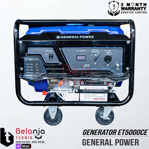 General Mesin Generator Set ET 5000 CE Genset Bensin 3200 Watt e-Start