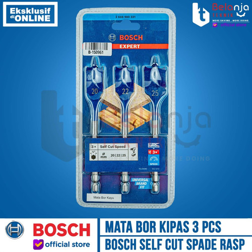 Bosch Self Cut Spade Bits Mata Bor Kipas Kayu Set 3 Pcs 3Pcs Selfcut