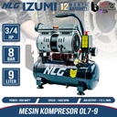 Izumi NLG Mesin Kompressor Angin Portable 3/4 HP 9 Liter Oilless Air Compressor 0.75 HP Tanpa Oli