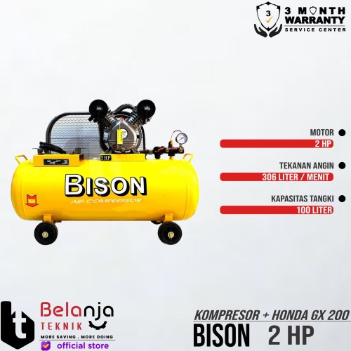 Bison Mesin Kompresor Angin 2 Hp Honda Gx 200 6.5 Hp Air Compressor