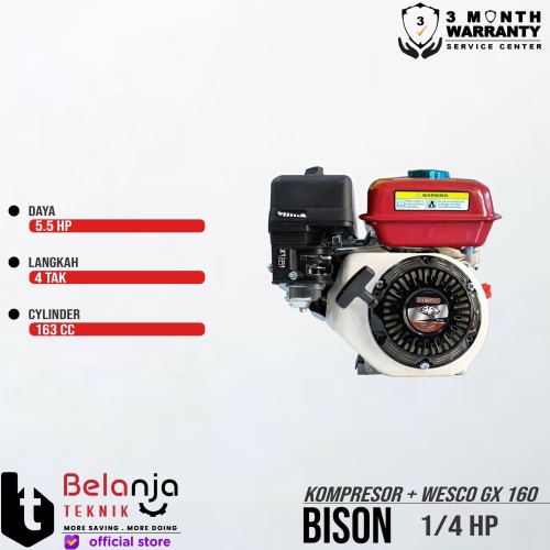 Bison Mesin Kompresor Angin 0.25 Hp Wesco Gx 160 5.5 Hp Air Compressor