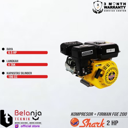 Shark Mesin Kompresor Udara 2 Hp Firman FGE 200 6.5 Hp Air Compressor