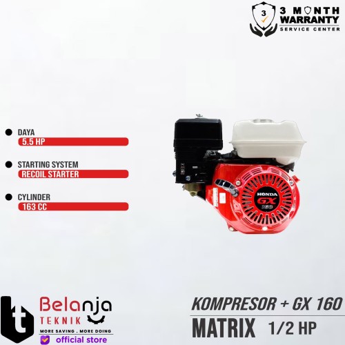 Matrix Mesin Kompresor Angin 0.5 Hp Honda Gx 160 5.5 Hp Air Compressor
