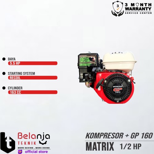 Matrix Mesin Kompresor Angin 0.5 Hp Honda Gp 160 5.5 Hp Air Compressor