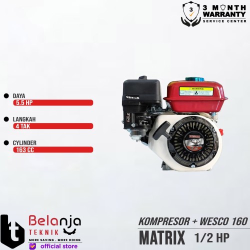 Matrix Mesin Kompresor Angin 0.5 Hp Engine Gx160 5.5 Hp Air Compressor