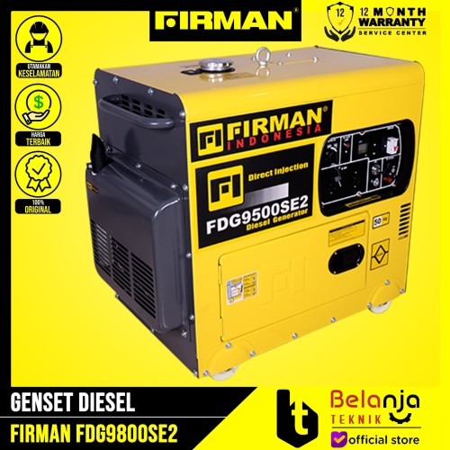 Firman Generator Set Diesel FDG 9500 SE2 Genset Solar Silent 6000 WATT