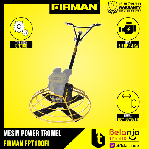 Firman Mesin Trowel FPT 100 FI Perata Cor Semen Beton 6.5 HP 90 cm