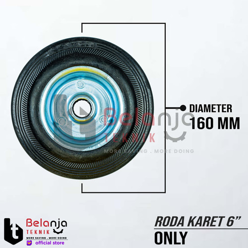 Roda Karet Only 6" Inch Roda Trolly Trolley Tanpa Kaki Roda Etalase 6