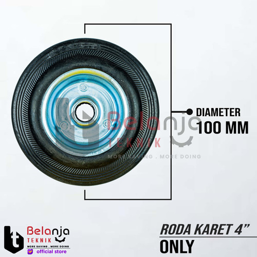 Roda Karet Only 4" Inch Roda Trolly Trolley Tanpa Kaki Roda Etalase 4