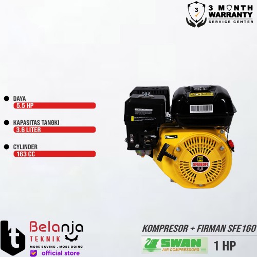 Swan Mesin Kompresor Angin 1 Hp Firman SFE 160 5.5 Hp Air Compressor
