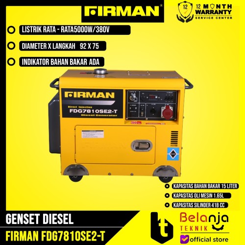 Firman Generator Set Diesel FDG 7810 SE2-T Genset SOLAR Silent 5000 W