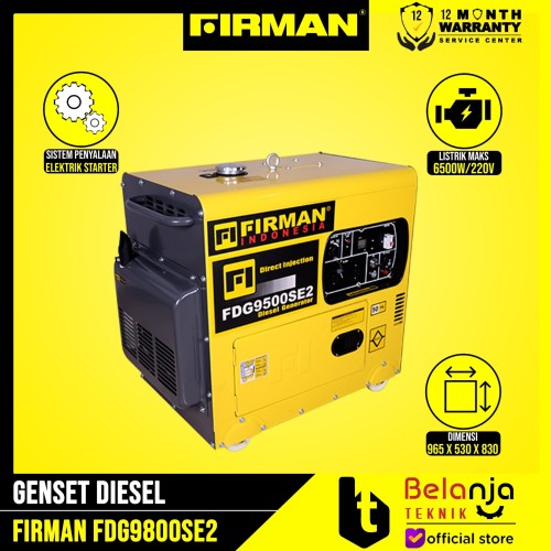 Firman Generator Set Diesel FDG 9500 SE2 Genset Solar Silent 6000 WATT