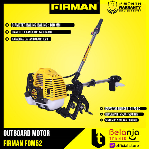Firman Outboard Motor FOM 52 Mesin Tempel Kemudi Kapal As Ketinting